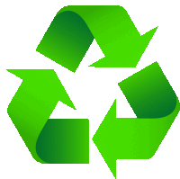 a green recycling symbol with arrows pointing in opposite directions