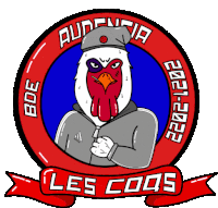 a logo with a chicken on it and the words les coqs