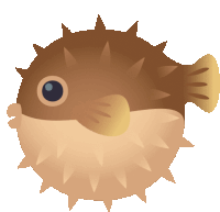 a cartoon illustration of a puffer fish with spikes