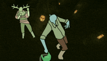 a cartoon drawing of a man standing next to a woman