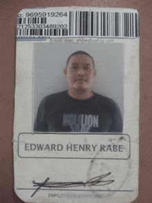 a man named edward henry rabe is on a badge