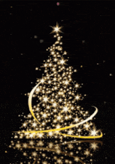 a merry christmas greeting card with a christmas tree