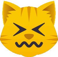 a yellow cat with its eyes closed and a wrinkled mouth