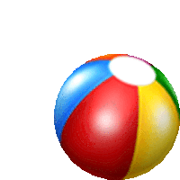 a red yellow and blue beach ball with a white center