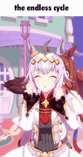 a cartoon of a girl with a crown on her head and the words the endless cycle above her