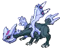 a pixel art drawing of a monster with two heads and wings