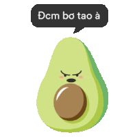 an avocado with a speech bubble saying dcm bo tao a