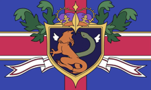 a coat of arms with a lion and snake and a crown