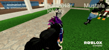 a screenshot of a roblox game shows a person named iokkkji