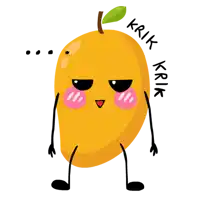 a cartoon illustration of a mango with a face and arms