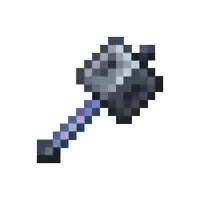 a pixel art of a shovel with a purple handle on a white background