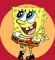 a cartoon drawing of spongebob squarepants with big blue eyes