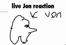 a drawing of a bear with the words live jon reaction k von written below it