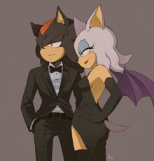 a drawing of shadow the hedgehog and rouge the bat with the year 2014