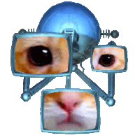 a robot with a cat 's face on it 's eyes