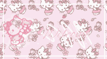 a hello kitty pattern with the words welcome written in pink