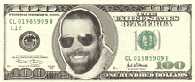 a one hundred dollar bill with a man 's face on it