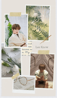 a collage of photos with lee know written on the bottom right