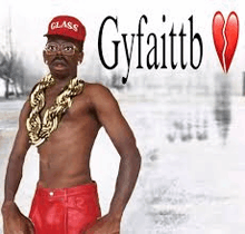 a shirtless man wearing a hat , glasses , a chain and a necklace is standing in the snow .