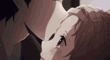 a man and a woman are kissing each other in an anime scene