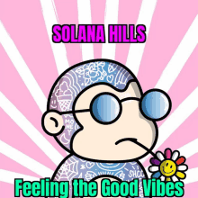 a cartoon of a monkey with the words solana hills feeling the good vibes on the bottom