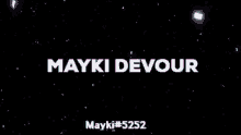 the word maykidevuurt is displayed on a black background surrounded by stars