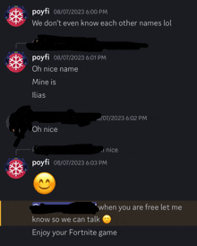 a screenshot of a discord conversation between two people