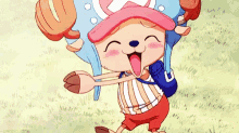 tony tony chopper is a cartoon character from one piece and is wearing a hat and a backpack .