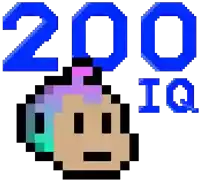 a pixel art of a person with a mohawk and the words 200 iq