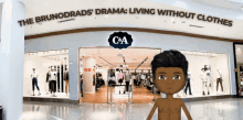 a man stands in front of a c & a clothing store