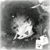 a black and white drawing of a person with a knife