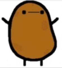 a cartoon drawing of a brown potato with arms and legs .