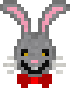 a pixel art of a rabbit wearing a red bow tie and ears .