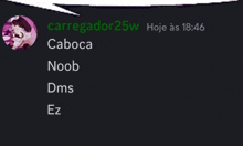 a screenshot of a chat with the name carregador25w on it