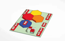 a 3d model of a board game with the number 2 and 3 on it