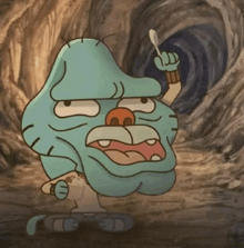 gumball from the amazing world of gumball holding a spoon