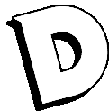 a black and white drawing of the letter d on a white background