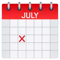 a calendar for july with a red x in the middle of the month