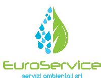 a logo for euroservice servizi ambientali srl with a leaf and water drops