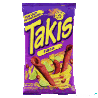 a bag of takis fuego tortilla chips with limes