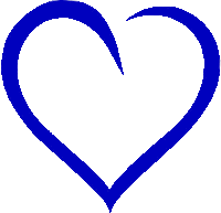 a blue heart on a white background that looks like a fish hook