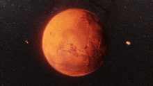 an artist 's impression of the planet mars with its moons