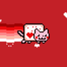 a pixel art drawing of a cat with a heart on it