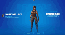 a renegade raider outfit is being advertised on a video game