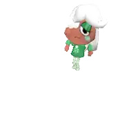 a cartoon character with white hair is wearing a green shirt