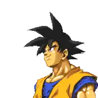 a pixel art of goku from dragon ball z looking up