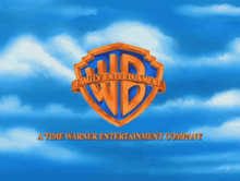 bugs bunny is flying through the air with the wb logo in the background