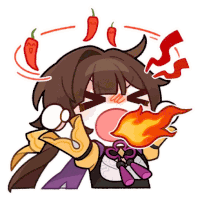 a cartoon drawing of a girl with a fire coming out of her mouth surrounded by peppers