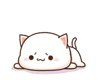 a cartoon cat with a sad face is laying down on the floor