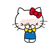 hello kitty is holding a piece of paper that says love you